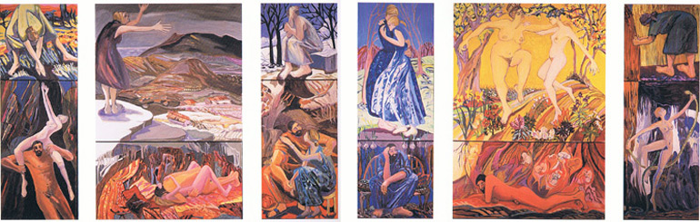 Demeter and Persephone Cycle [1995] oil on canvas, six diptychs