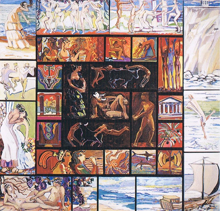 Ariadne's Labyrinth [1997] oil on canvas panels mounted on carpet